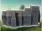 Large medieval building with stone base and wooden corner (3-3