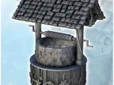 Wooden and stone well with vegetation (8) - miniatures warha-0
