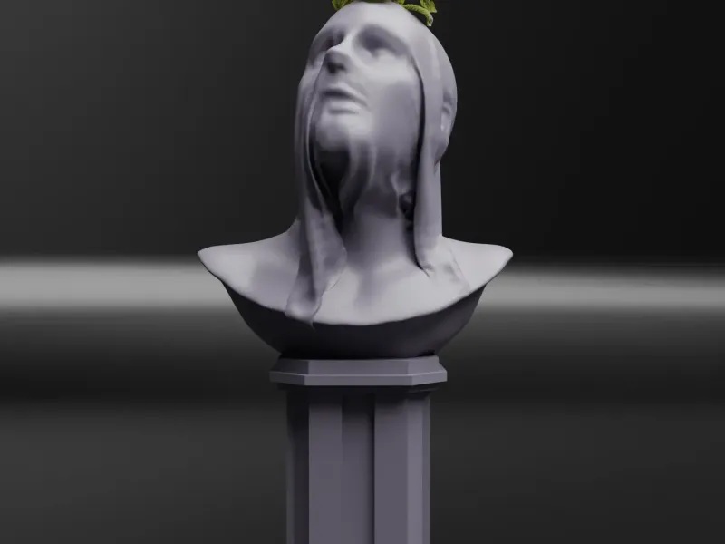 PLANTER BUST WITH VEIL AND PILLAR + BUST WITH VEIL AND PILLA