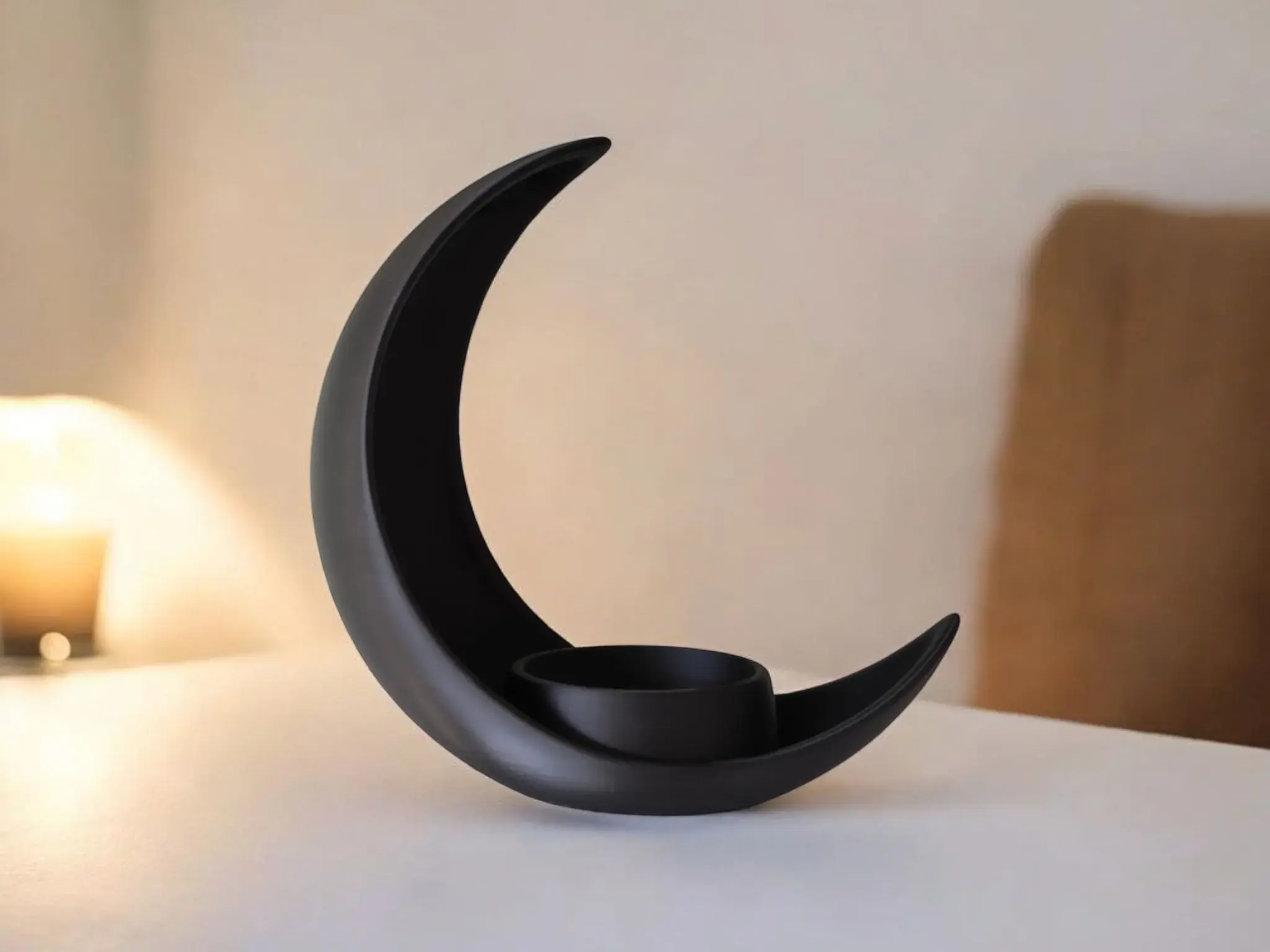 Crescent Moon Decoration With Elliptical Plant Pot