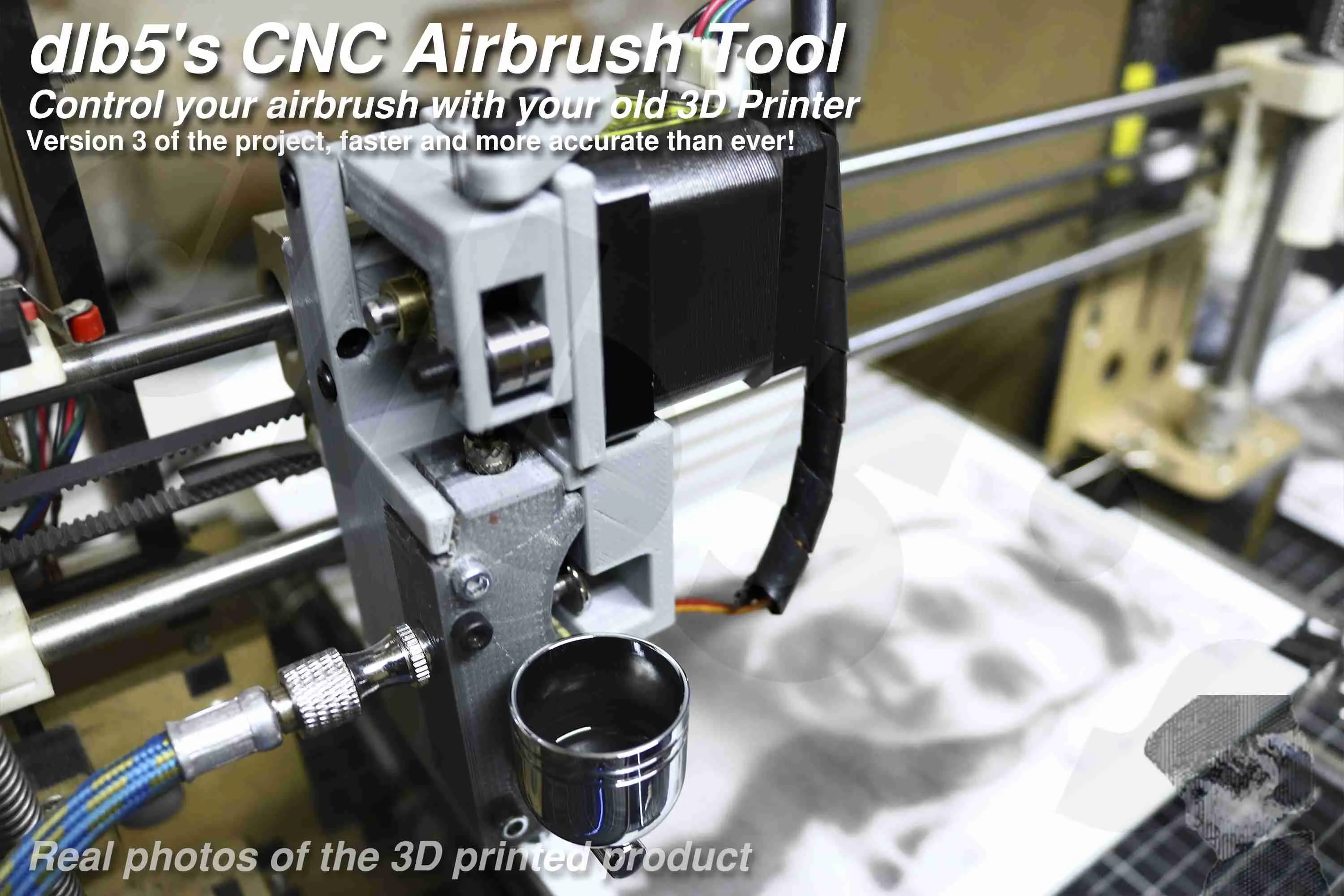 dlb5s CNC Airbrush Holder V3. Control your airbrush with 3DP