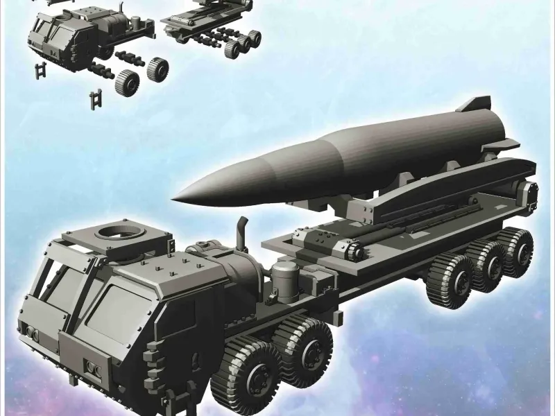 Futuristic truck with armored cab (ballistic missile launche