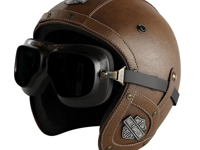 Leather moto helmet