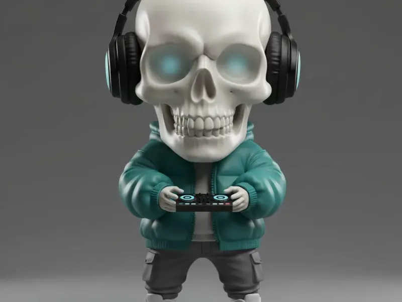 Chibi DJ Skull – Neon Beats Collectible Figurine