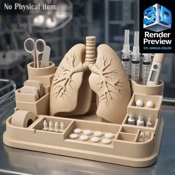 Lungs Medical Organizer STL | Desk Organizer for Doctors | 