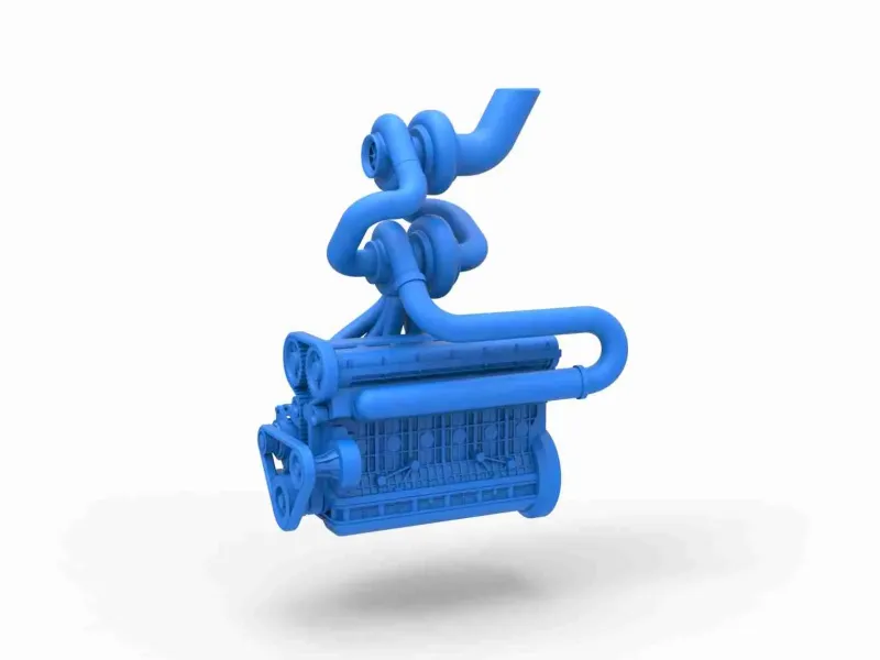 Twin Turbo rechte zescilindermotor Versie 3 Schaal 1:25