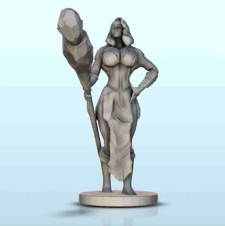 Sexy female warrior with bludgeon and armour 8 - miniatures