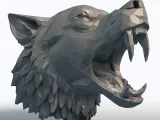 Low Poly Angry Wolf Head - Geometric Wolf Sculpture-1