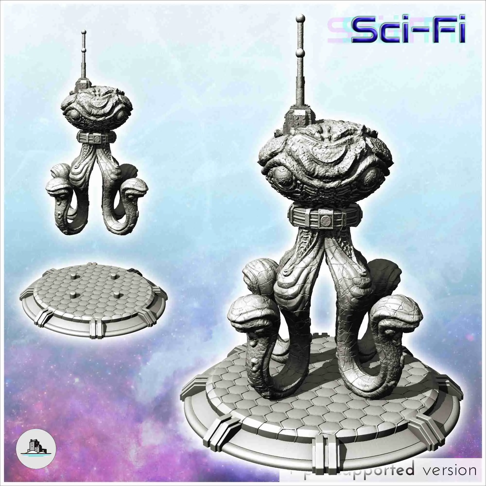 Alien octopus creature with tentacle and antenna (15) - scie