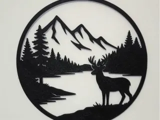Deer & Mountain Silhouette Wall Art