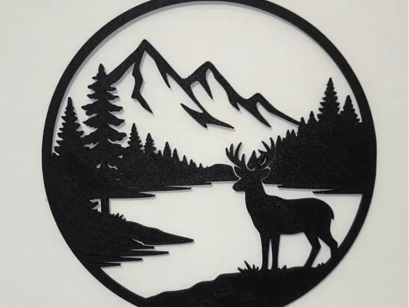 Deer & Mountain Silhouette Wall Art