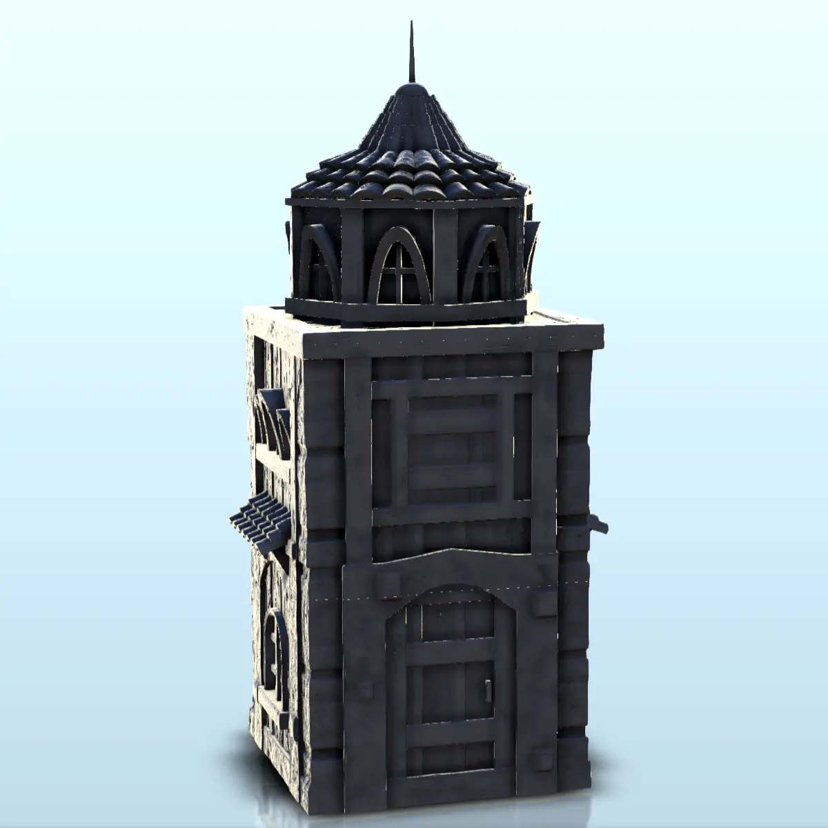Torre medieval con tejado de tejas (7) - escenografía medieval mini