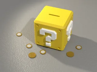 Mystery Cube Piggy Bank – Super Mario Inspired (120×120×120