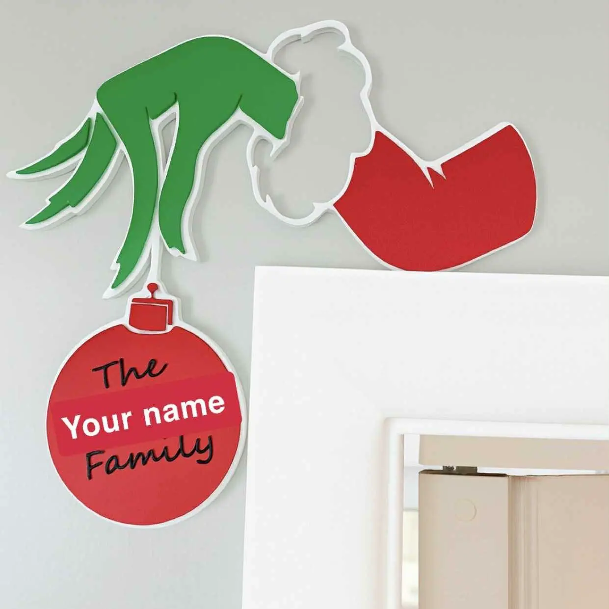 Grinch Hand Family Name Door Corner – AMS