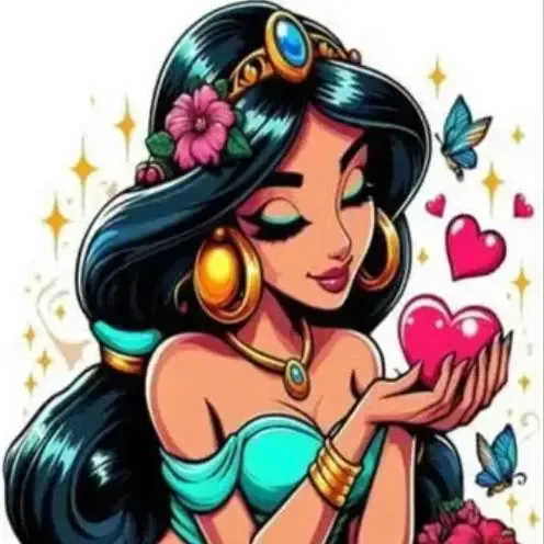 Bust of Princess Jasmine in Flower Garden