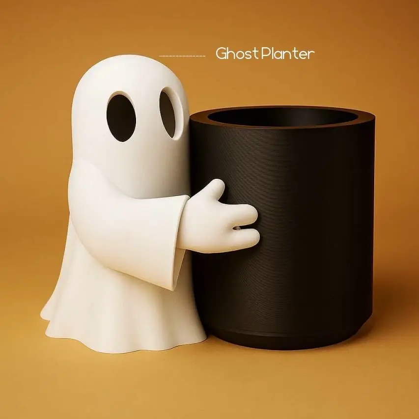Ghost Planter — Minimal Black & White