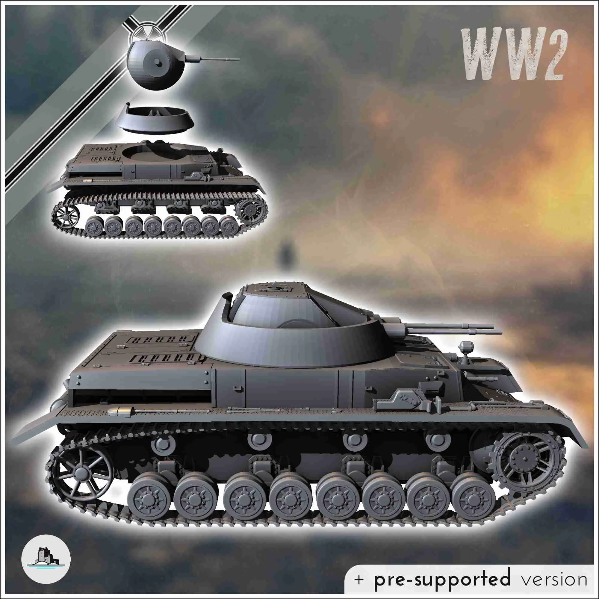 Flakpanzer IV AA Kugelblitz - Miniaturen Panzer ww2 Flammen Krieg