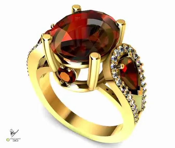 Engagement or engagement ring with gemstones
