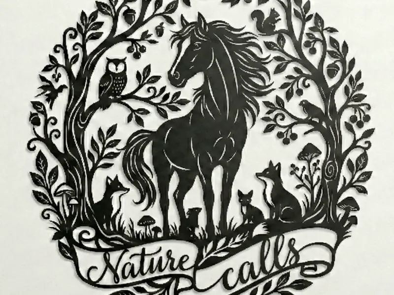 Wallart Nature calls forest with animals horse, fox, owl