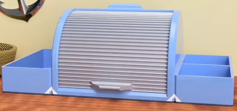Roll top box with optional side containers