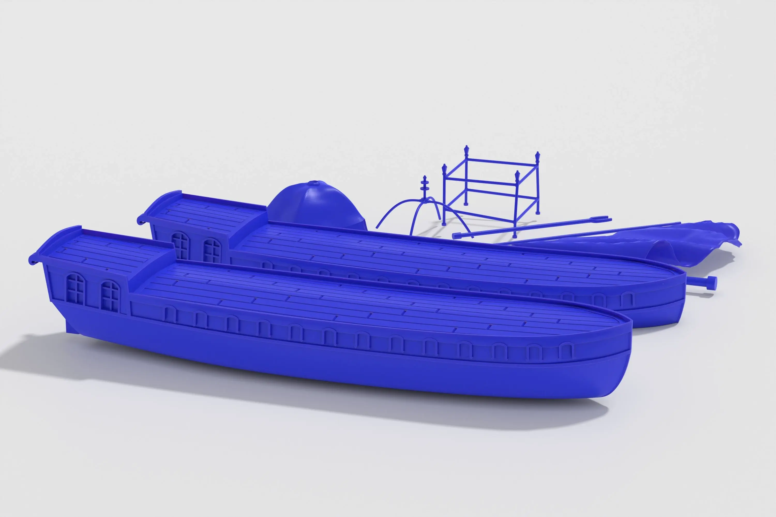 Винтажная голландская речная баржа 3d печать - два корпуса
