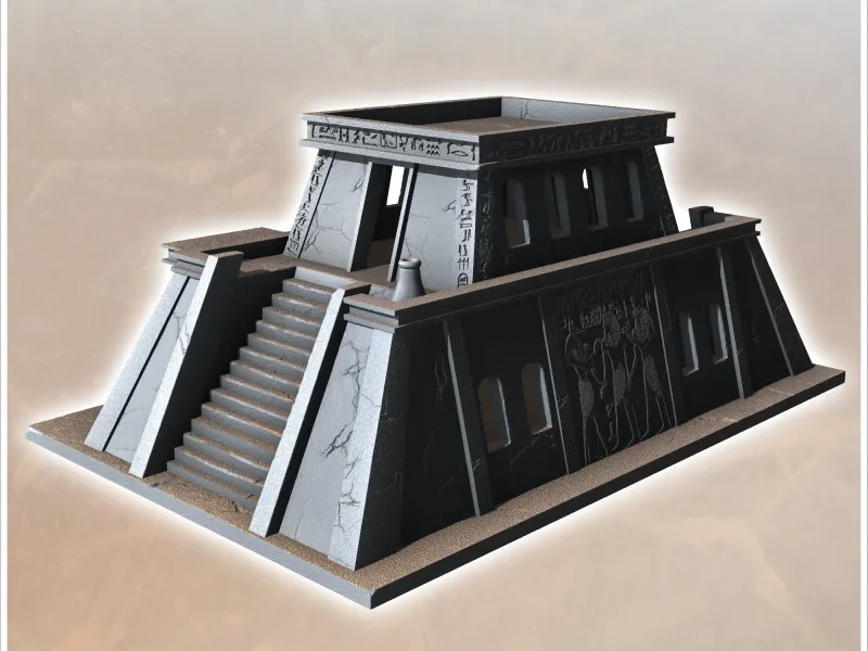 Ägyptisches Gebäude mit großem Treppenhaus und Obergeschoss (5) -