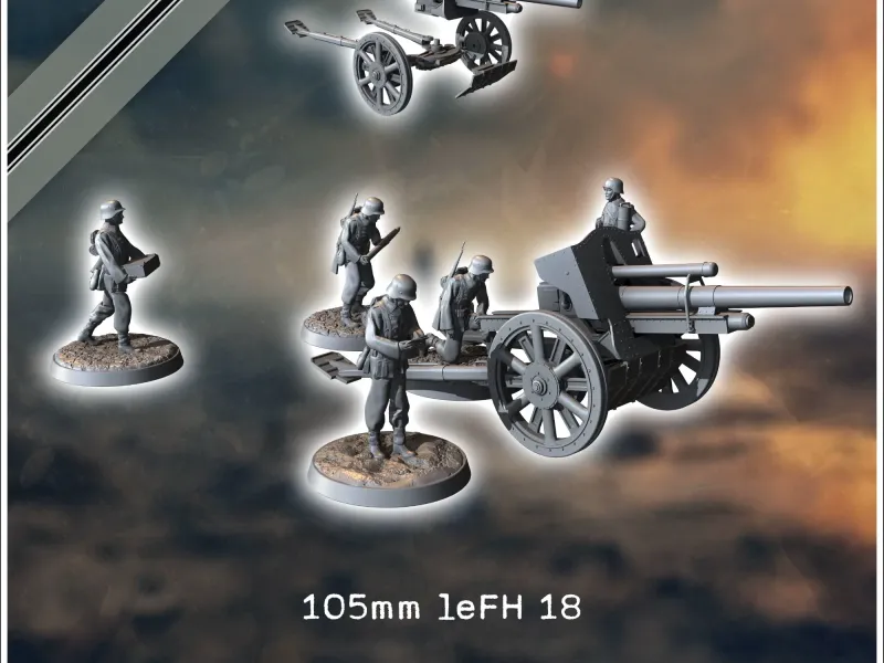 105mm leFH 18 deutsche leichte feldhaubitze - miniaturen ww2 v