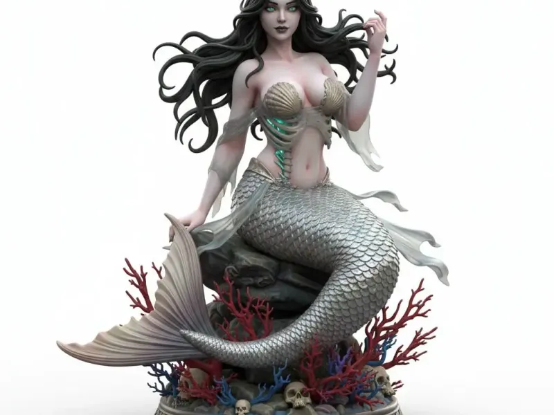 Semi Mermaid Gothic Figurine