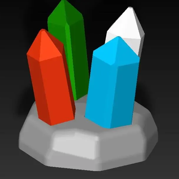 Crystals of the 4 elements