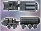 Futuristic ten-wheeled all-terrain truck with cabin and rear-3
