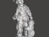 boy beside fire hydrant statue-0