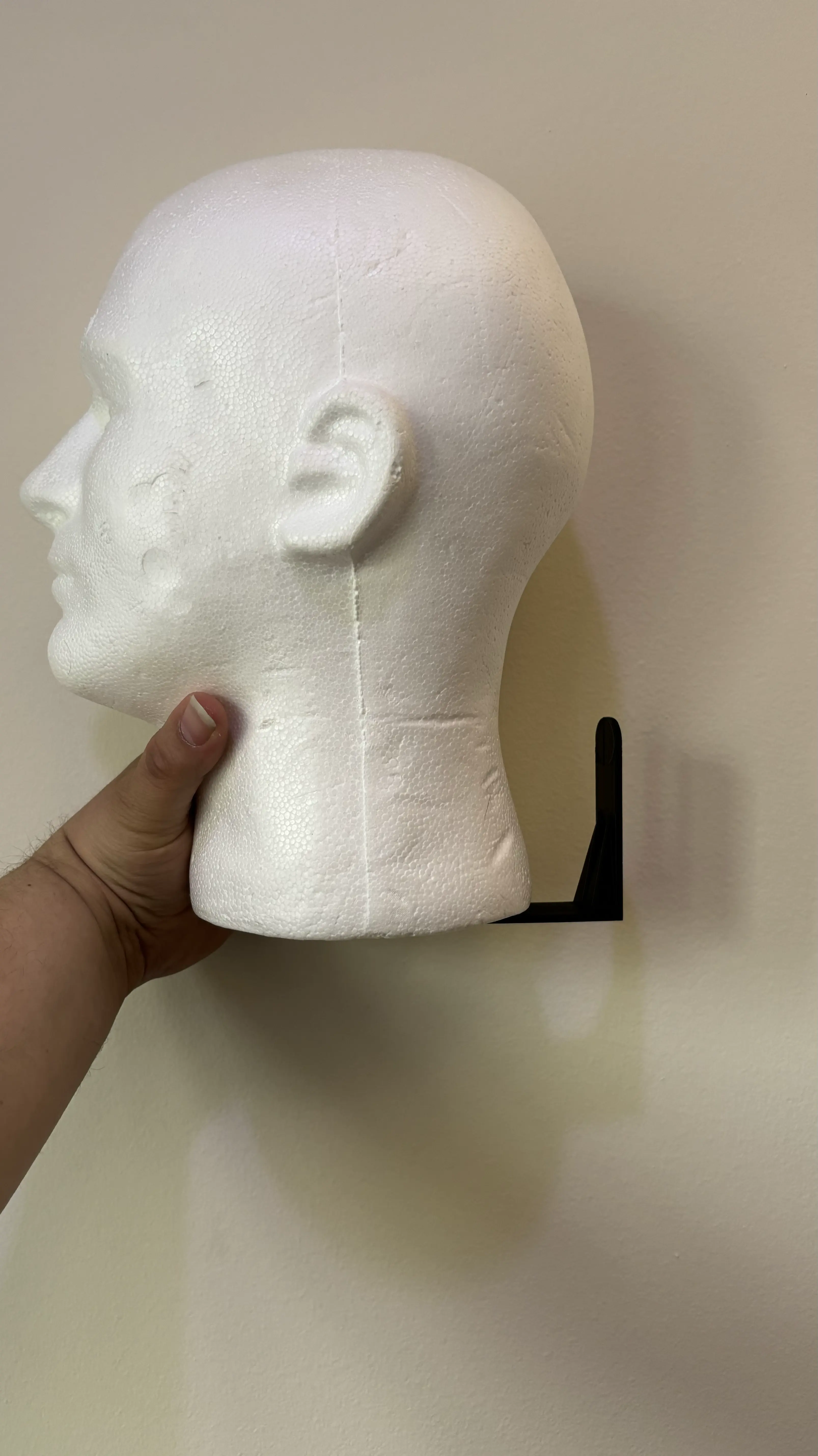 Foam mannequin head wall mount for display