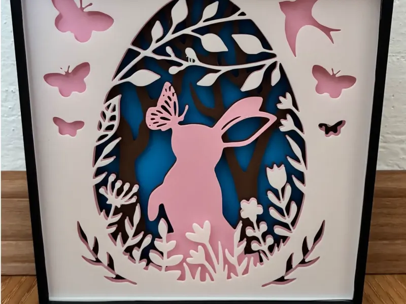 Caja de sombras de conejo de Pascua