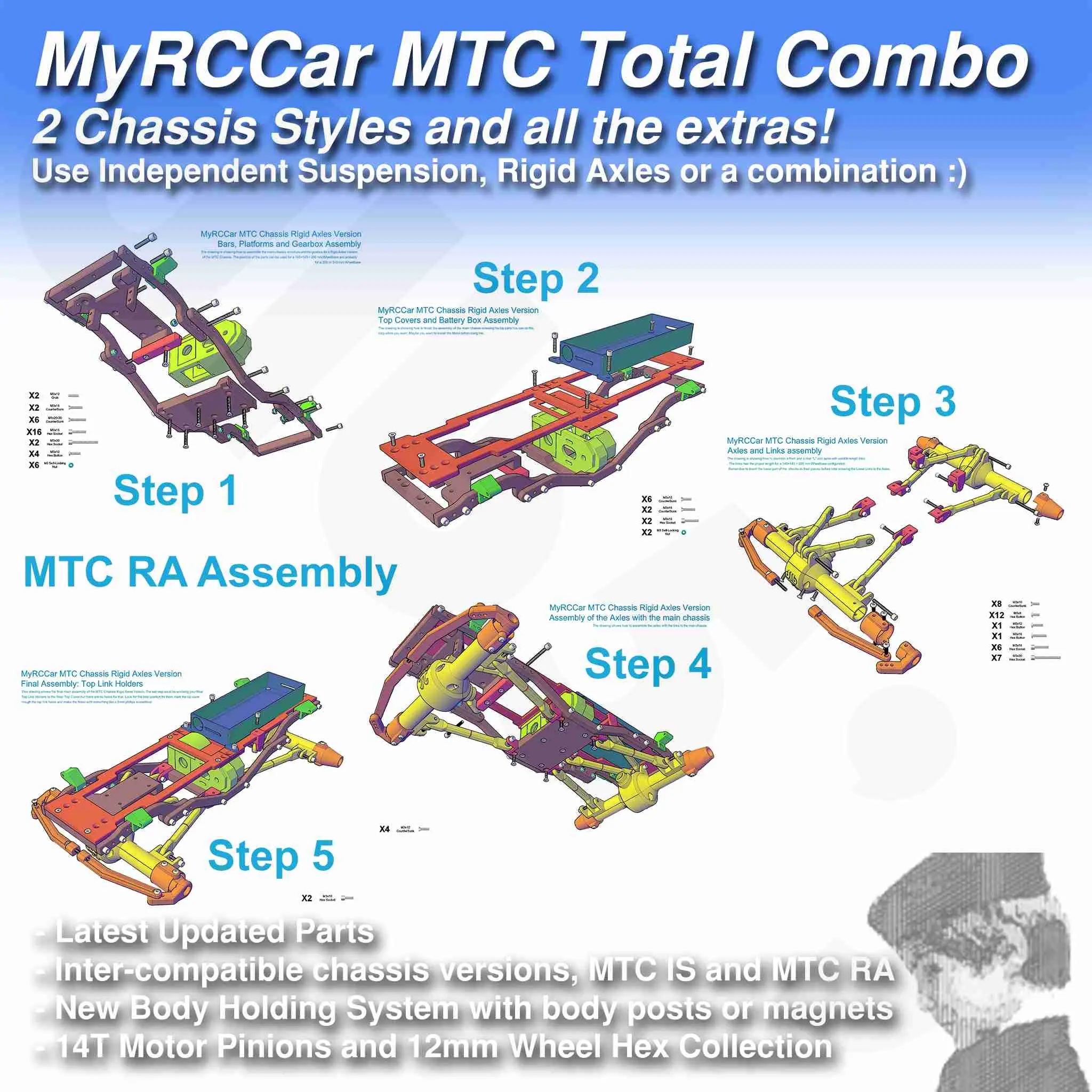 MyRCCar MTC Total RC Chassis for 1/10 Monster Crawler RC Car