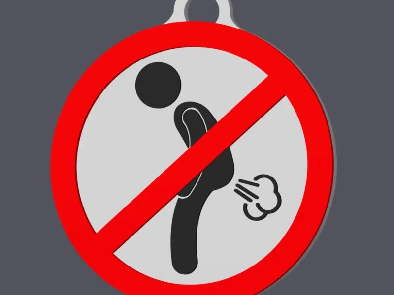 Farting Forbidden v2 Male Version - Traffic Sign - Keychain