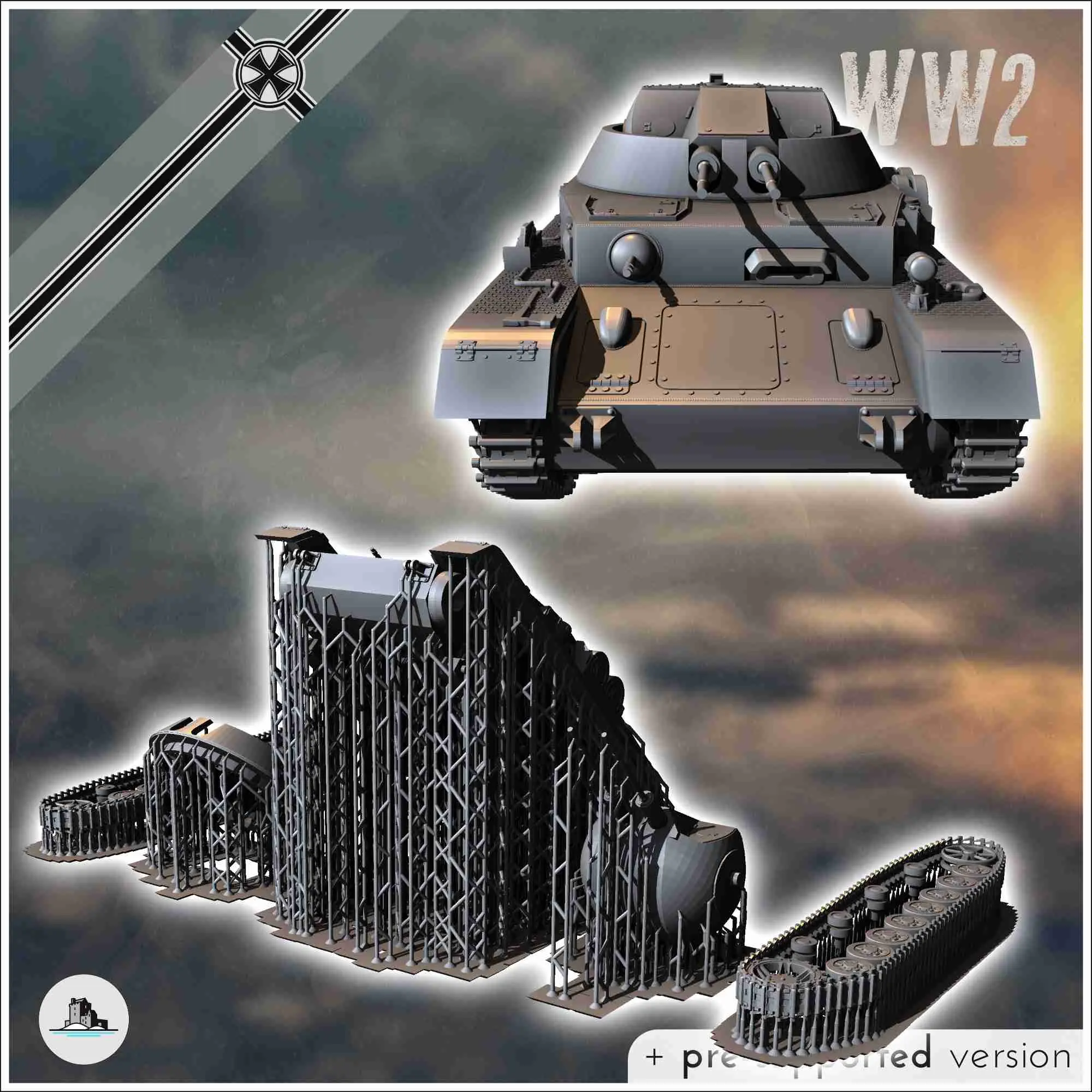 Flakpanzer IV AA Kugelblitz - Miniaturen Panzer ww2 Flammen Krieg