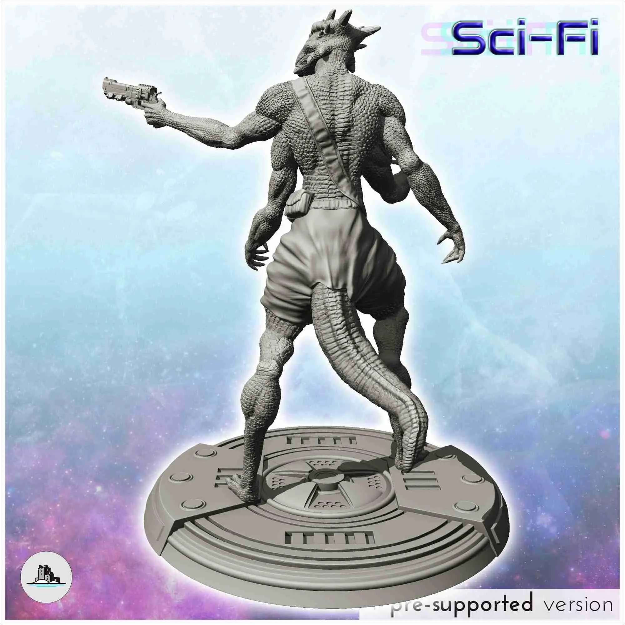 Four-armed alien warrior with laser gun (7) - science fictio