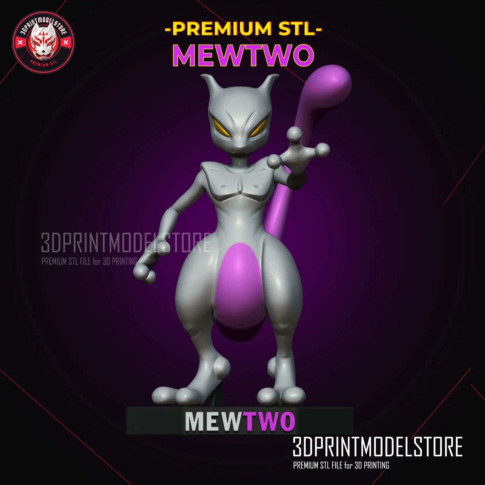 Statua del Pokemon Mewtwo - File STL premium
