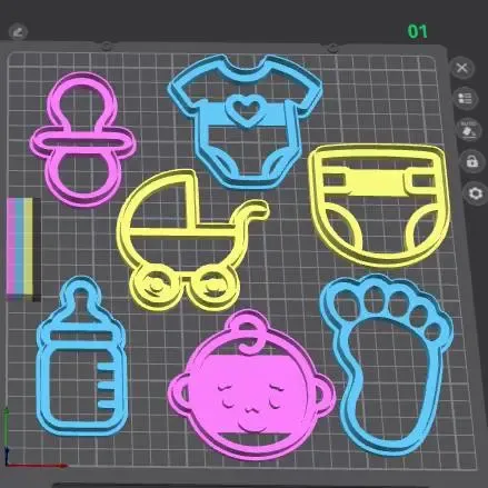 Baby Shower Cookie Cutter Set – 3D Printable STL for Baking