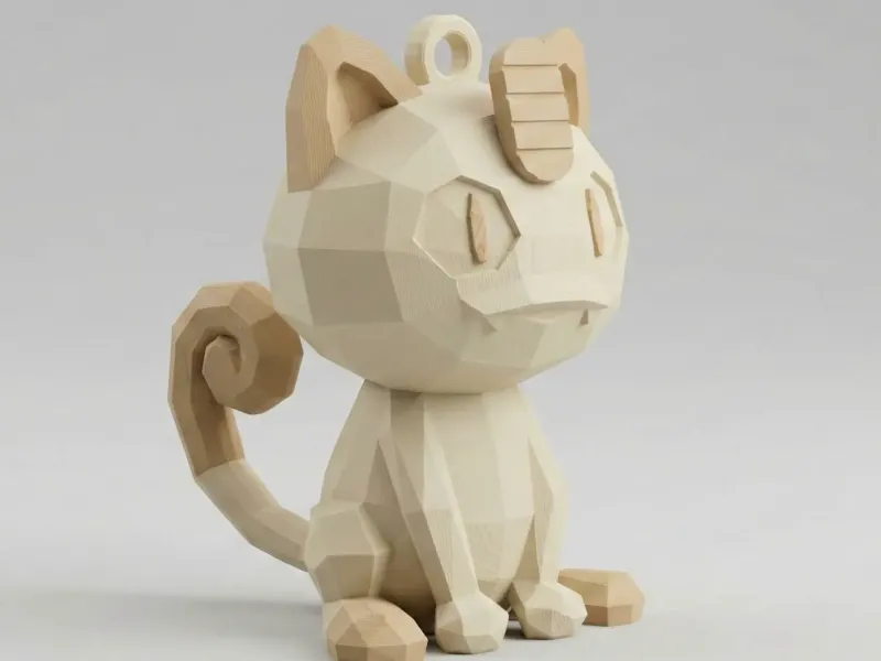 Low Poly Meowth Keychain | #06