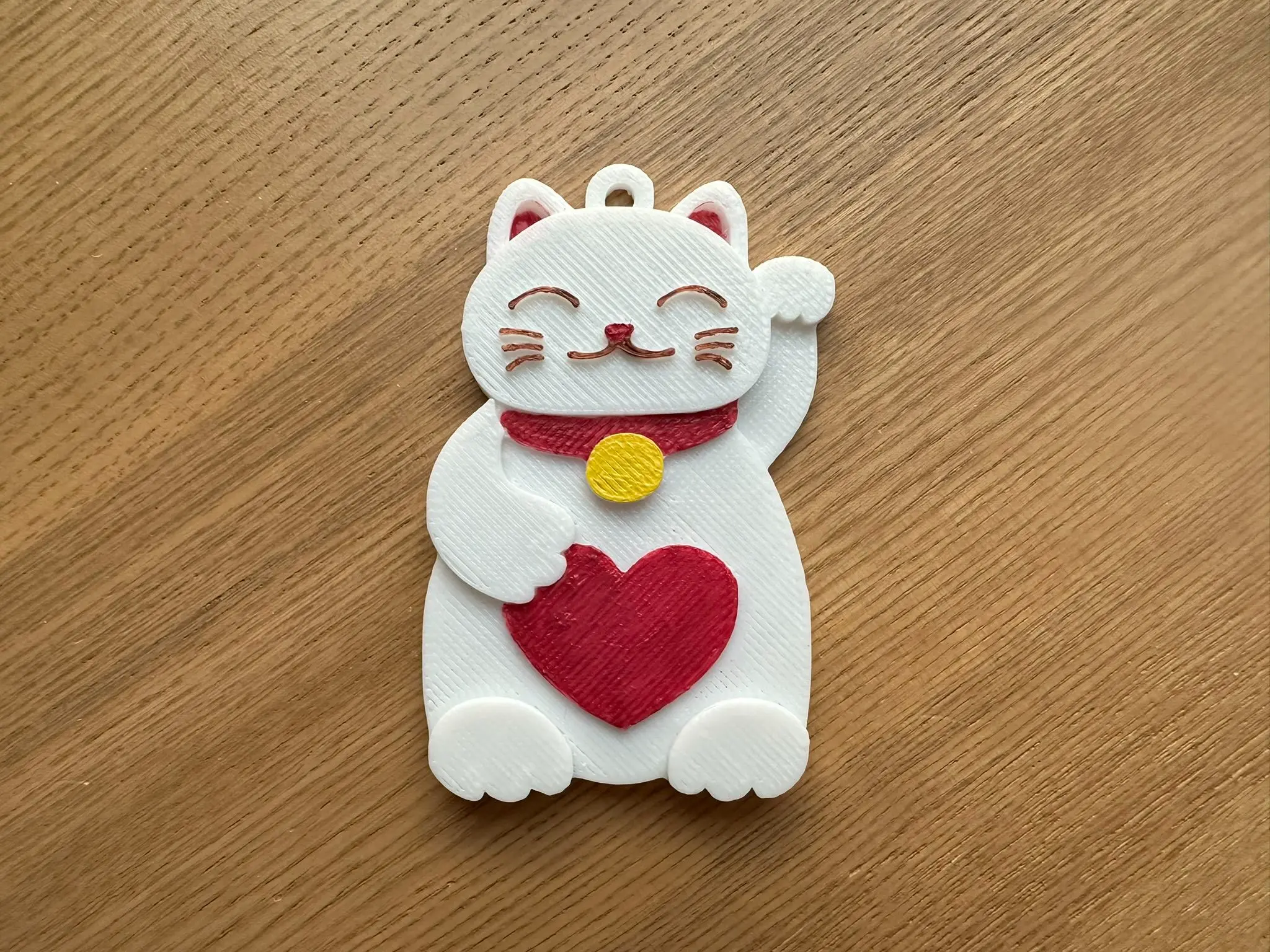Lucky cat with heart keychain