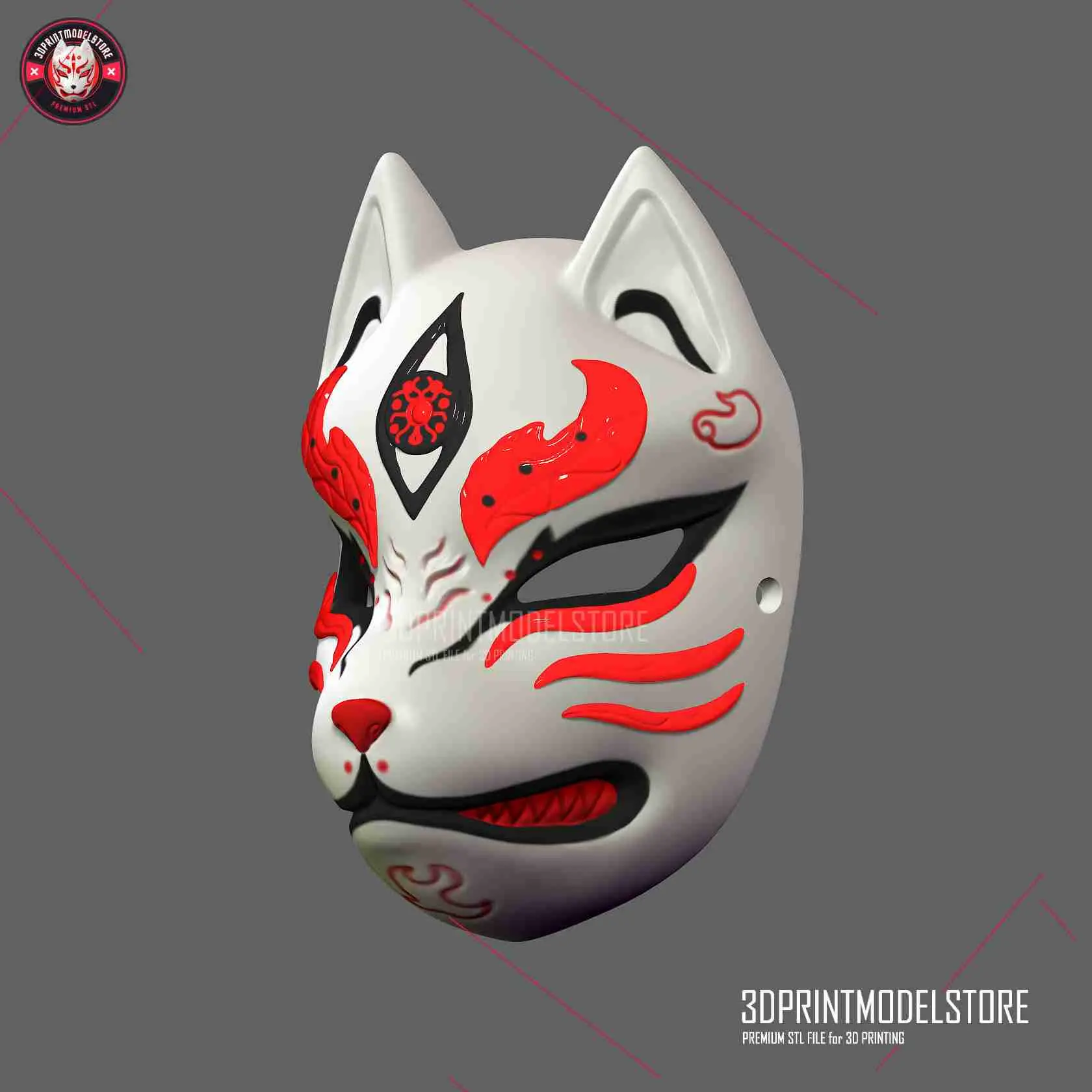 Japanese Kitsune Fox Mask - Oni Samurai Cosplay Halloween