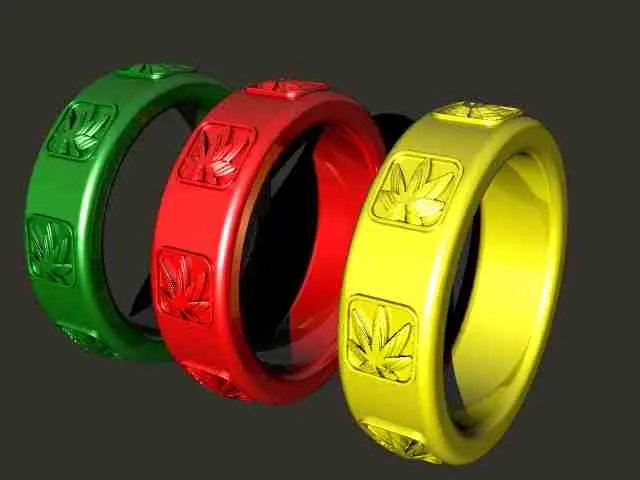 anillo de joyería temática de cannabis.
