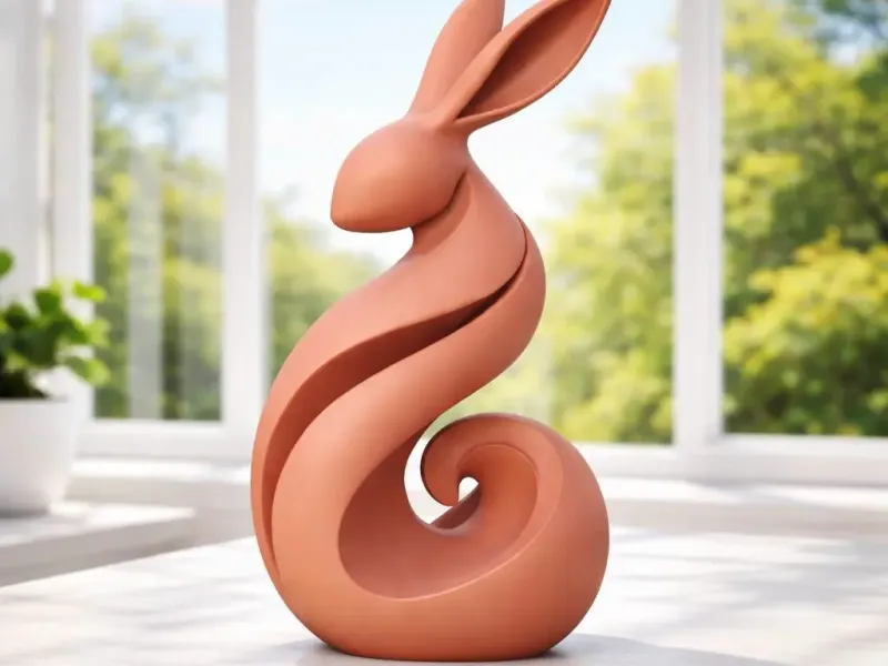 Decorazione Coniglio di Pasqua | Scultura Coniglio Minimalista Moderna