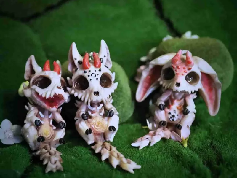 スケルトン毛皮犬キーホルダー