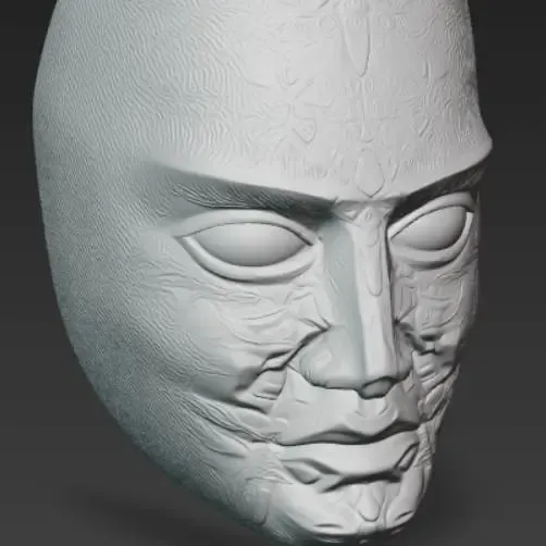 Ancient Stone Face Mask Model Tribal Sculpted STL