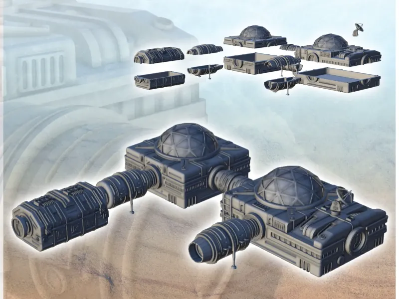 Modular dome space base - Terrain Scifi Science fiction SF