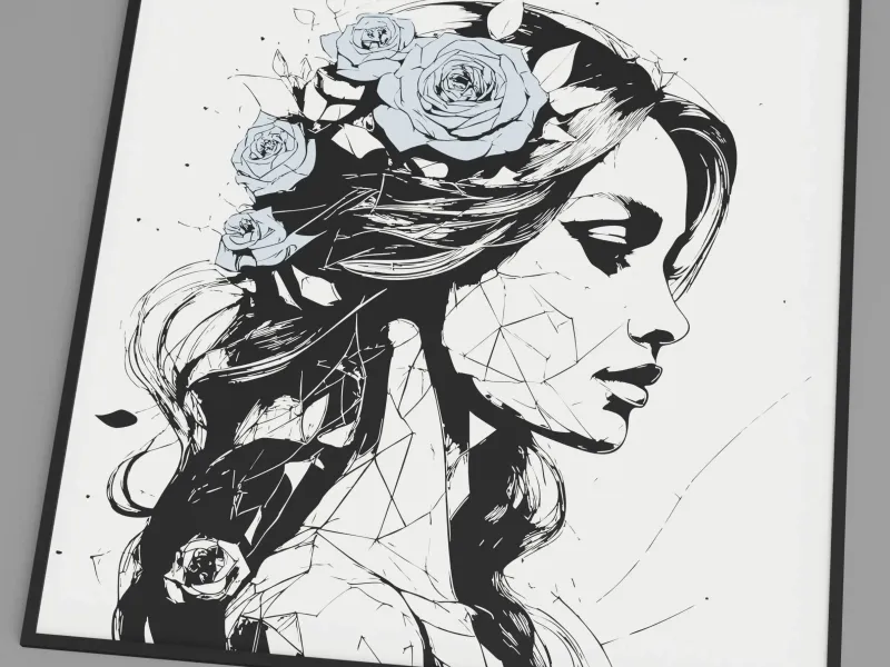 Girl with Roses – Wall Decoration V2