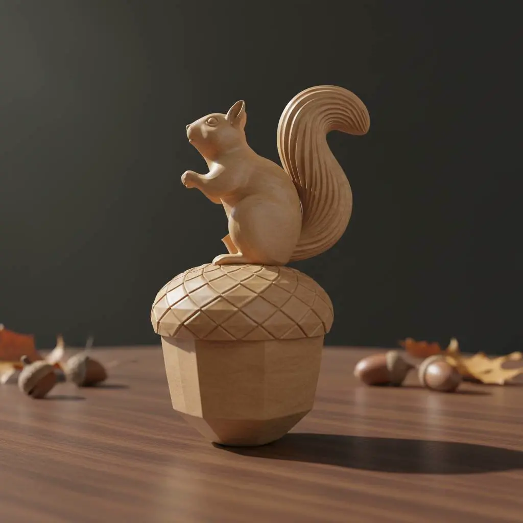 Squirrel on Acorn - Cute Figure Decor