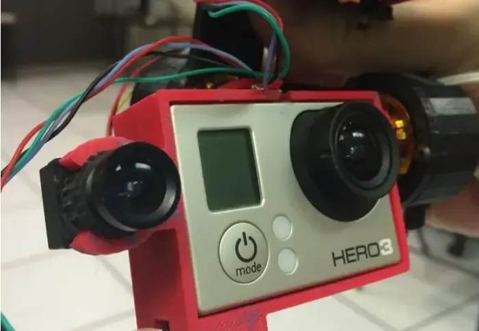 3D printed Gopro Gimbal hardware and mounting plate 